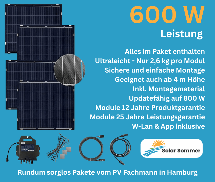 Sommer Solar Balkonkraftwerk 4 M Hamburg